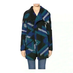 Thread & Supply NWT Southwestern Aztec Print Black Blue Tweed Coat Women’s M
